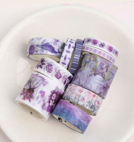 10 Rolls Random Purple Pattern Washi Tape