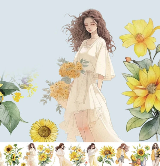 Yellow Flower & Figure Washi Tape